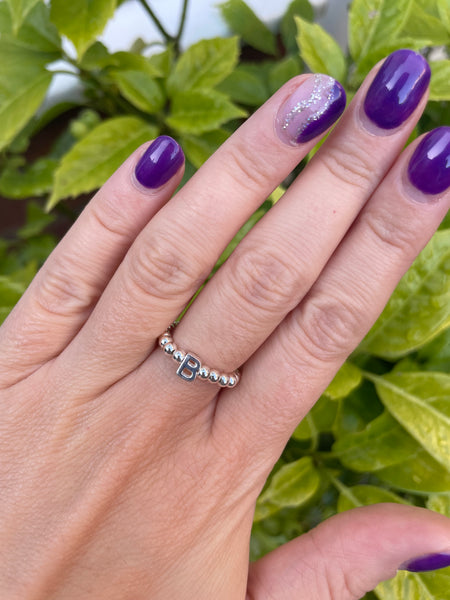 Sterling Silver Initial Bead Ring