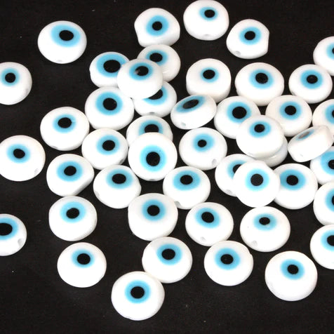 Sterling Silver Evil Eye White Bead Bracelet