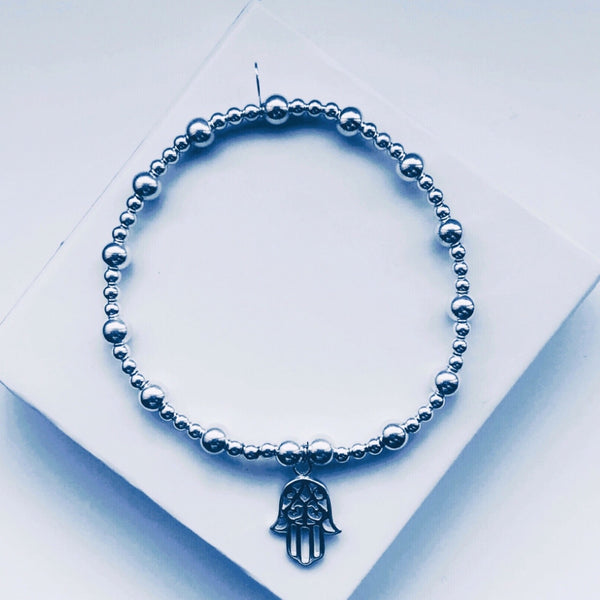 Sterling Silver Hamsa Hand Bracelet