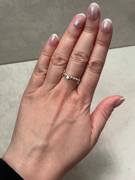 Sterling Silver Star Bead Ring