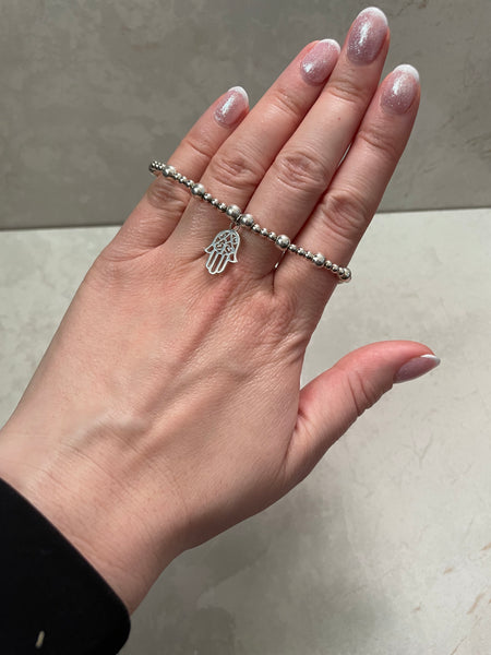 Sterling Silver Hamsa Hand Bracelet