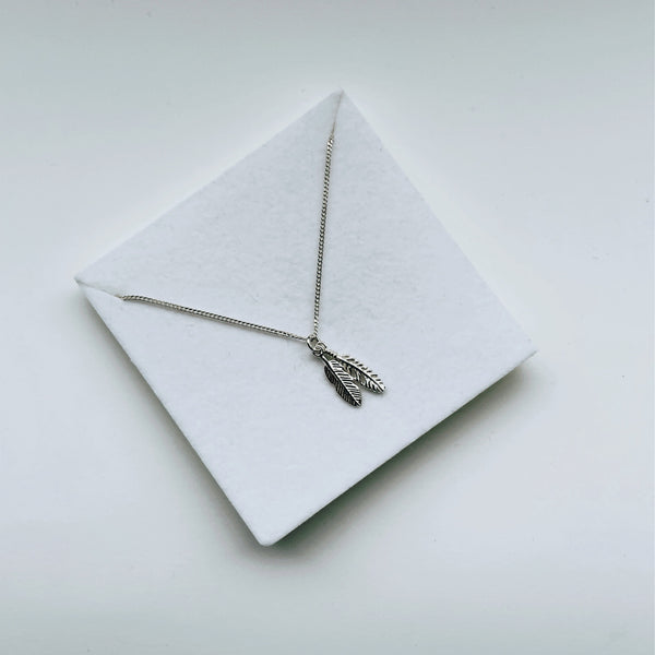 Sterling Silver Double Feather Necklace