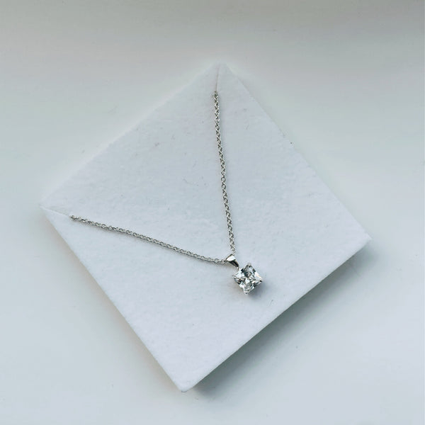 Sterling Silver CZ Square Necklace