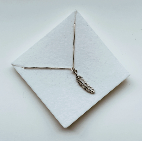 Sterling Silver Filigree Feather Necklace