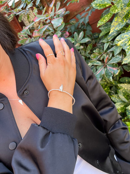 Angel Wing Bracelet & Necklace Set - Sterling Silver