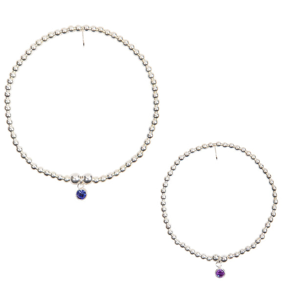 Birthstone Bracelet (Single Month) Adult & Child - Sterling Silver