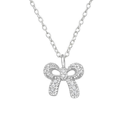 Sterling Silver Bow Necklace