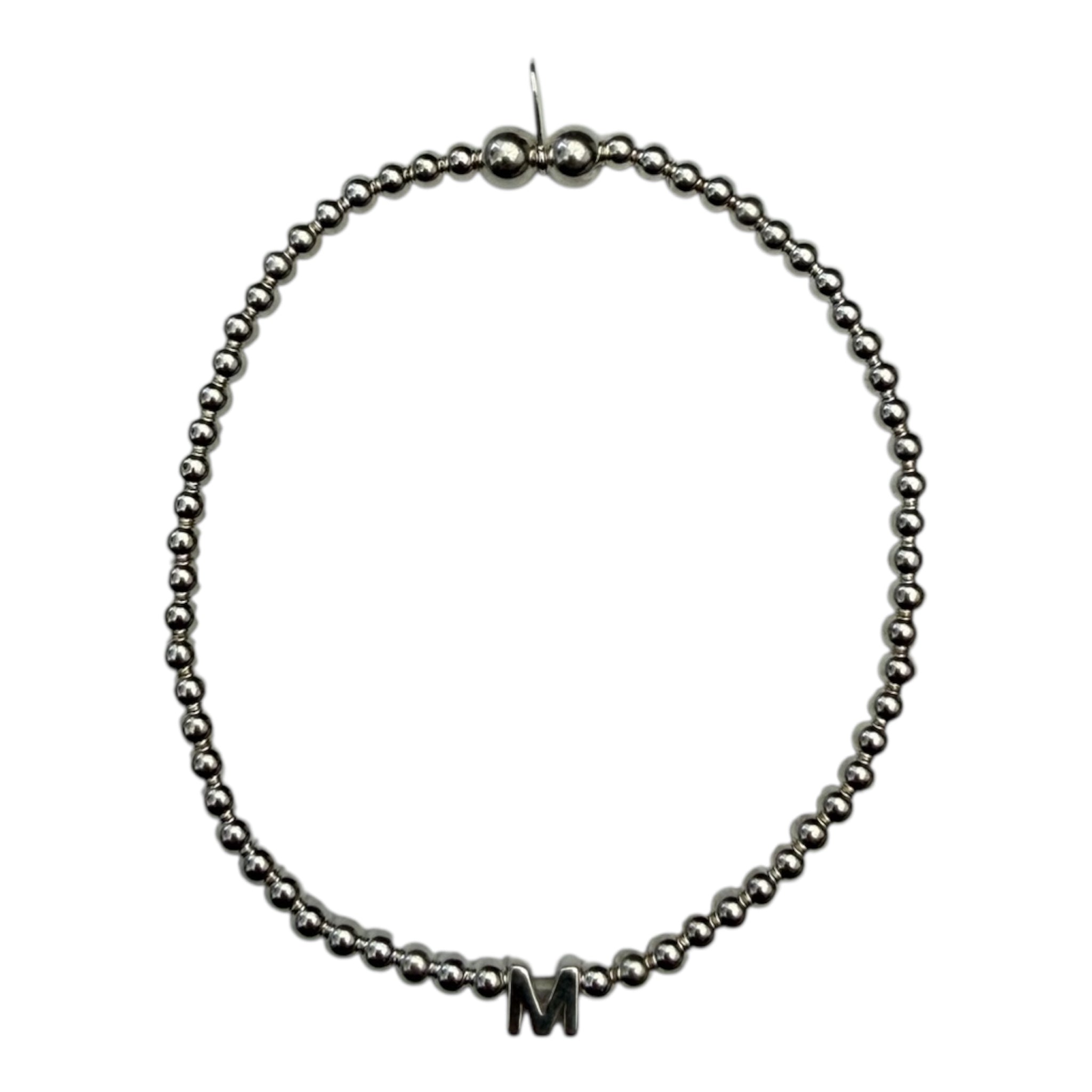 Sterling Silver Initial Bead Bracelet