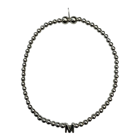 Sterling Silver Initial Bead Bracelet