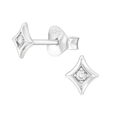Sterling Silver CZ Sparkle Stud Earrings