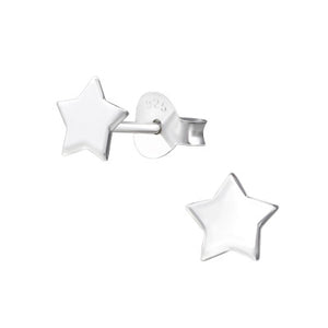Sterling Silver Closed Star Stud Earrings