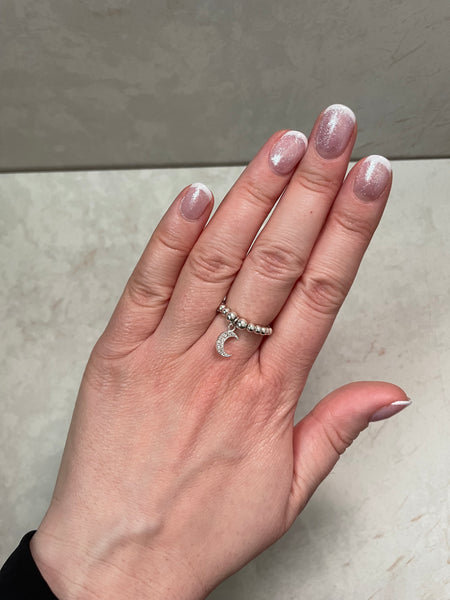 Sterling Silver CZ Moon Ring