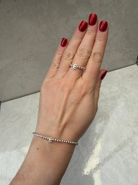 Sterling Silver Initial Bead Bracelet