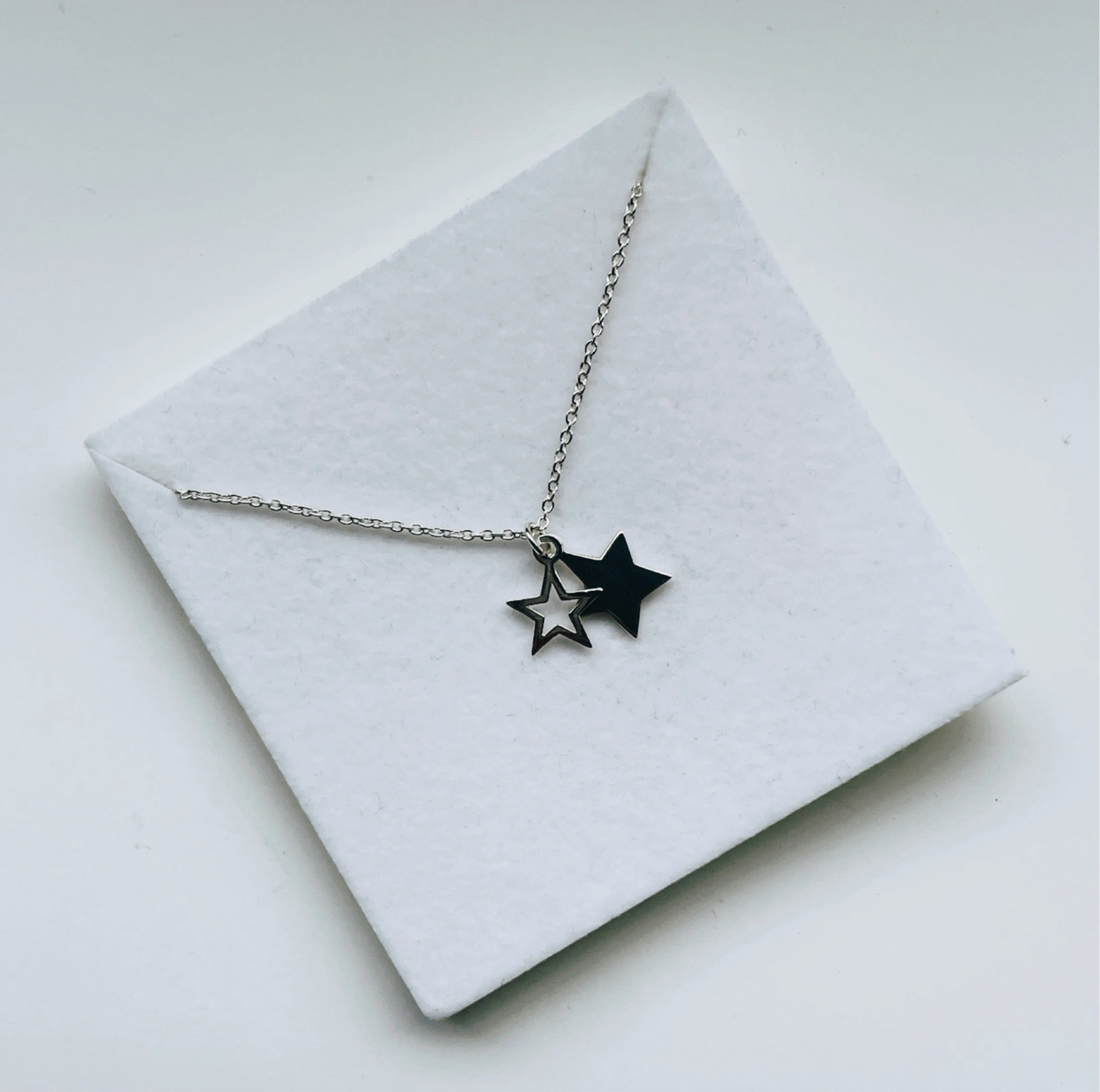 Sterling Silver Double Star Necklace