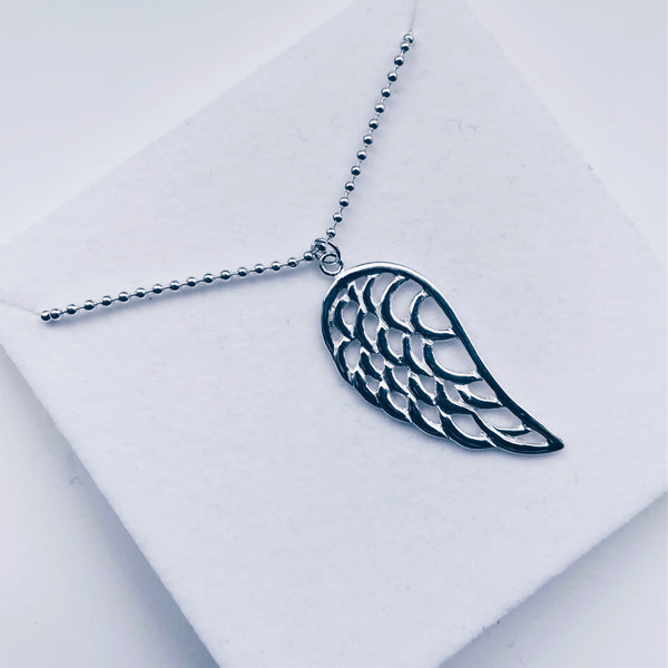 Sterling Silver Angel Wing Long Necklace