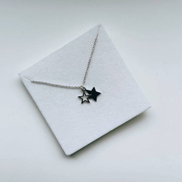 Sterling Silver Double Star Necklace