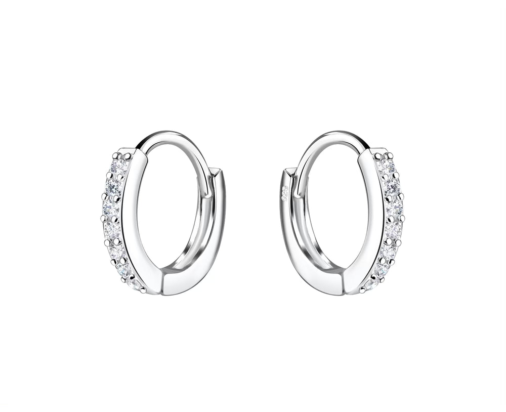 Sterling Silver Cubic Zirconia Mini Huggie Earrings