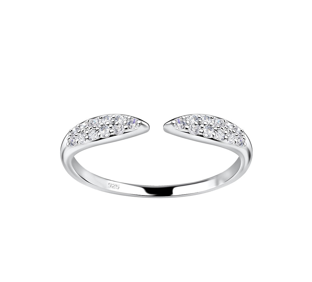 Sterling Silver CZ Opened Ring