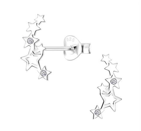 Sterling Silver Multi Star Stud Earrings