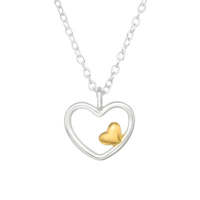 Sterling Silver Heart of Gold Necklace