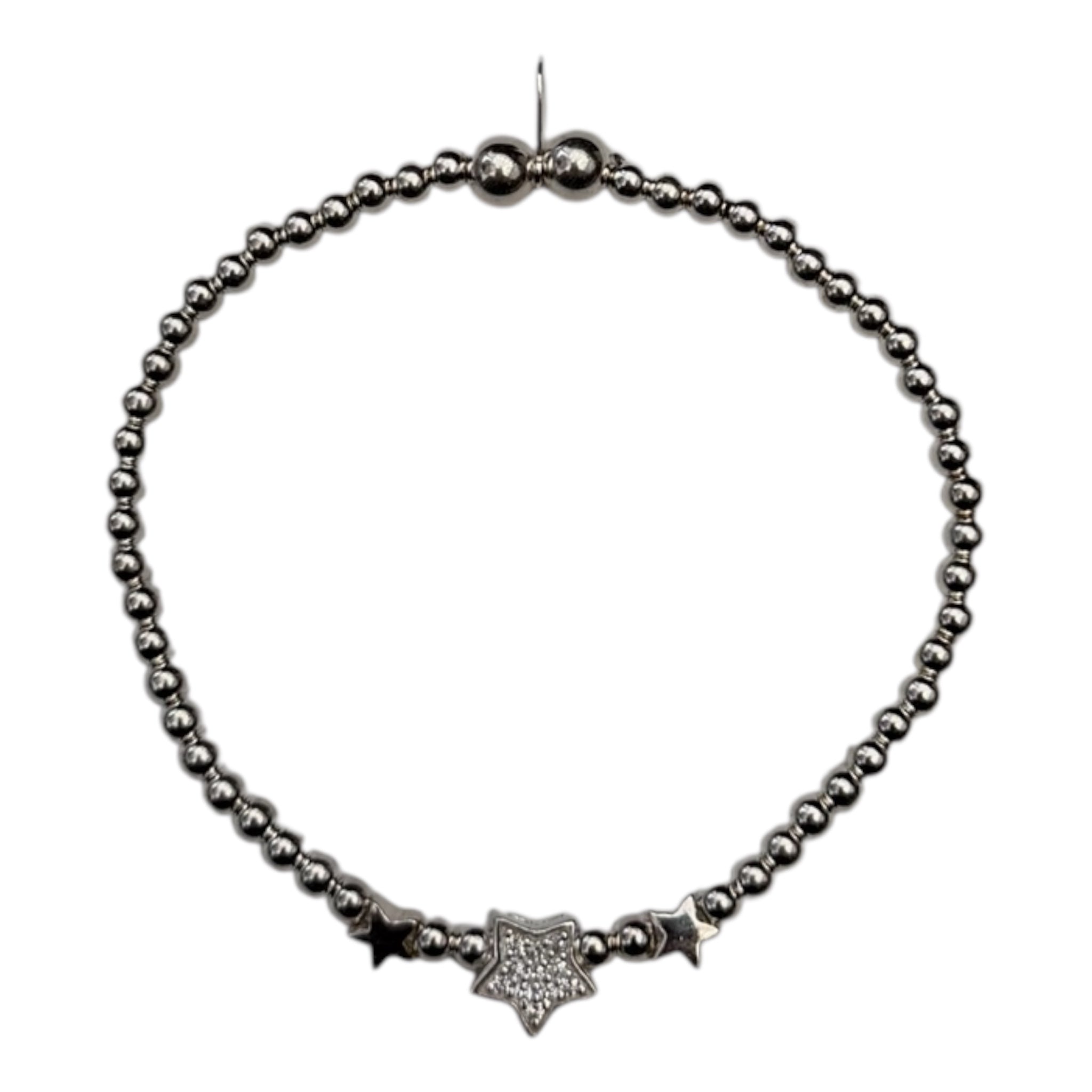 Sterling Silver Triple Star Bead Bracelet