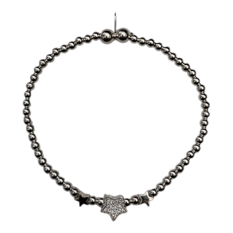 Sterling Silver Triple Star Bead Bracelet