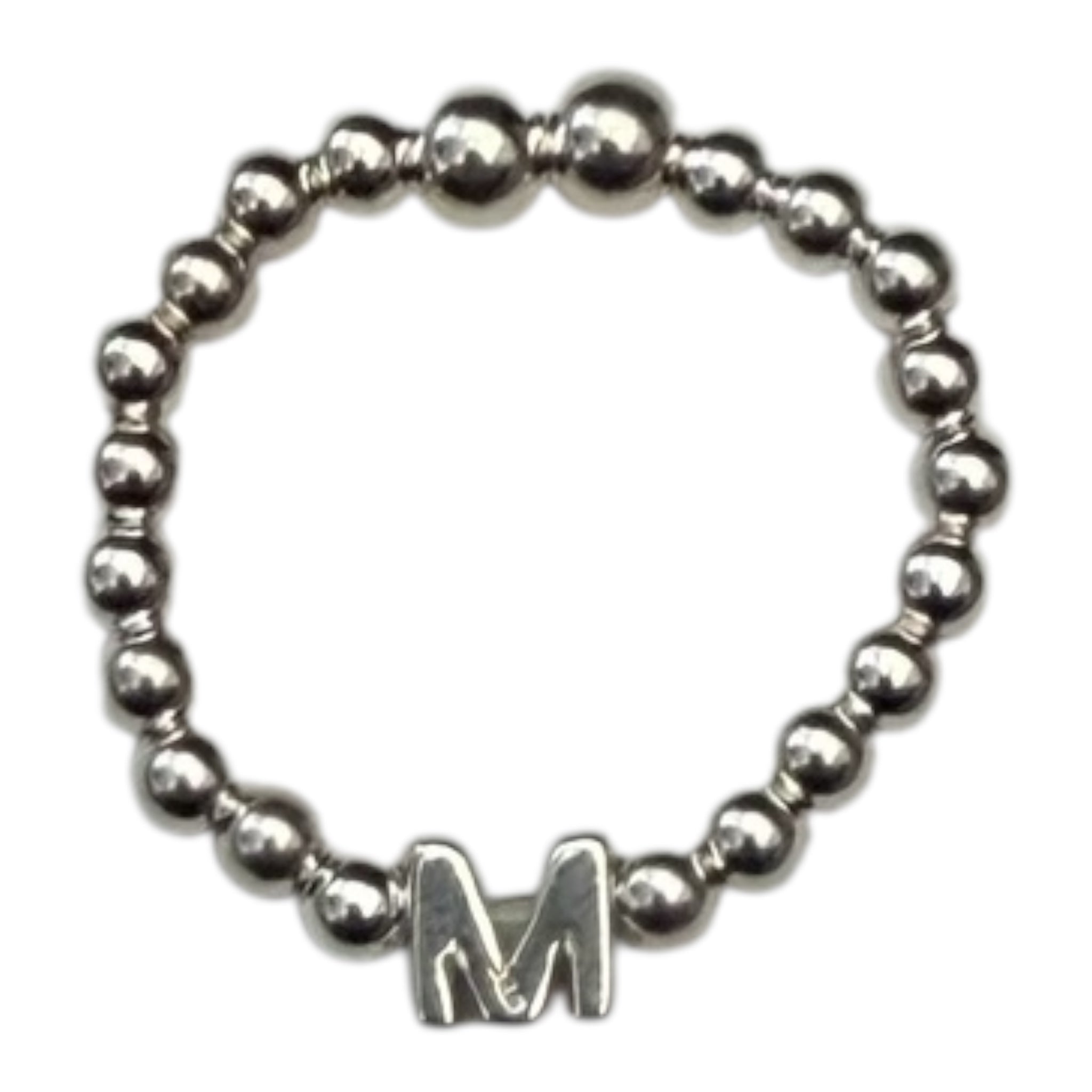 Sterling Silver Initial Bead Ring