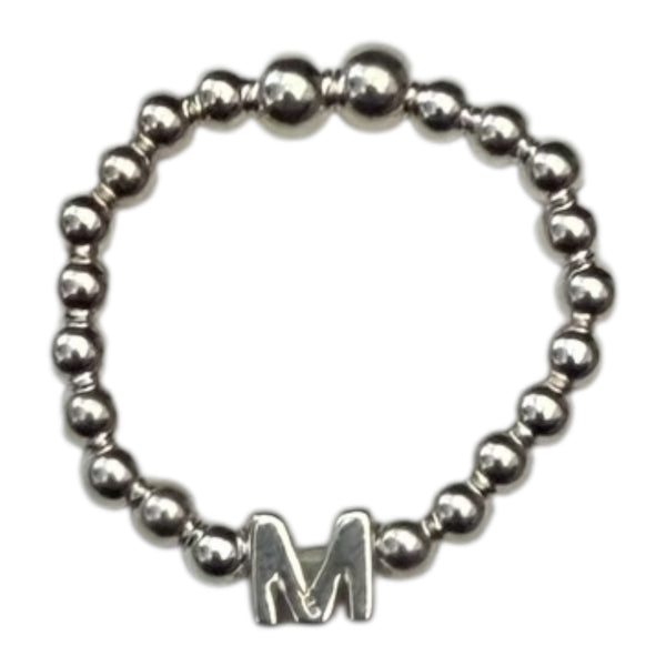 Sterling Silver Initial Bead Ring
