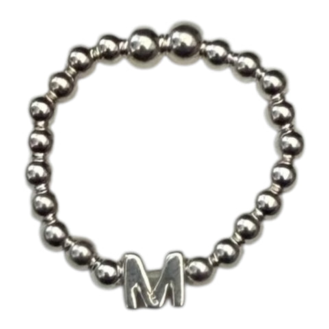 Sterling Silver Initial Bead Ring