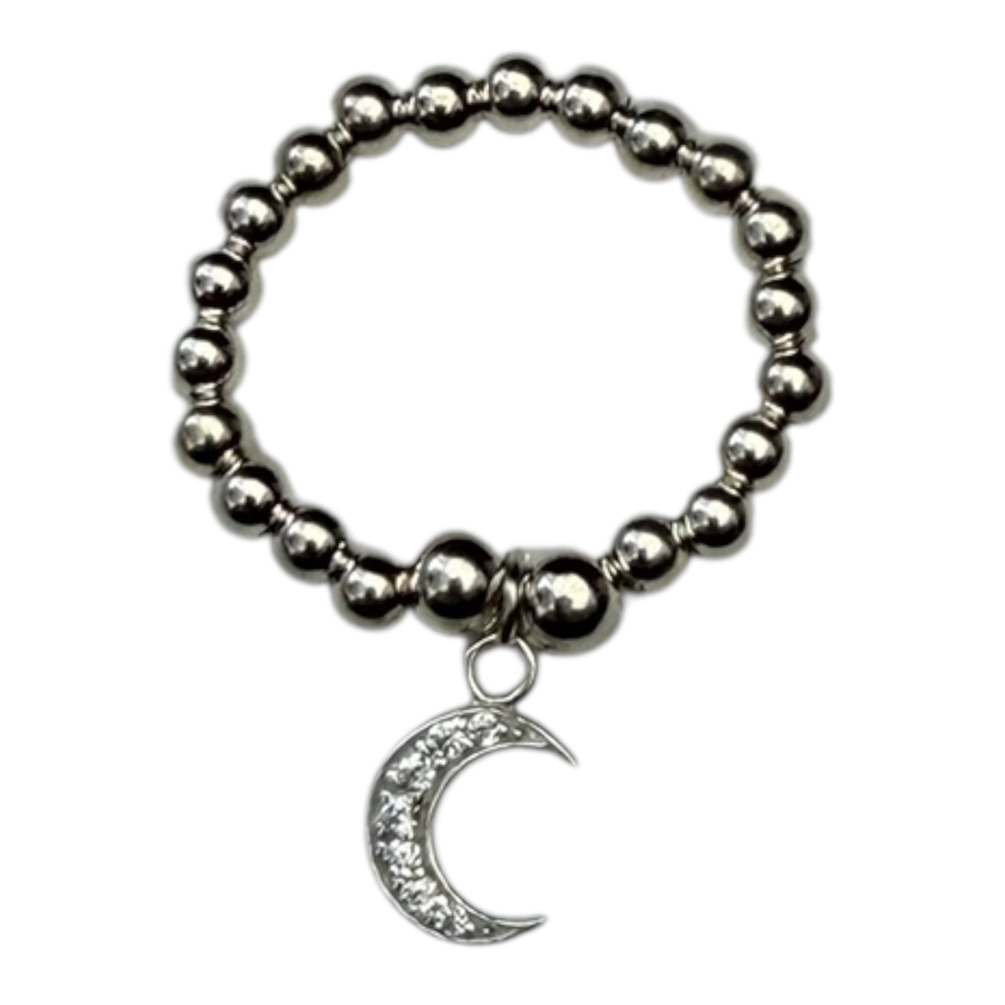 Sterling Silver CZ Moon Ring