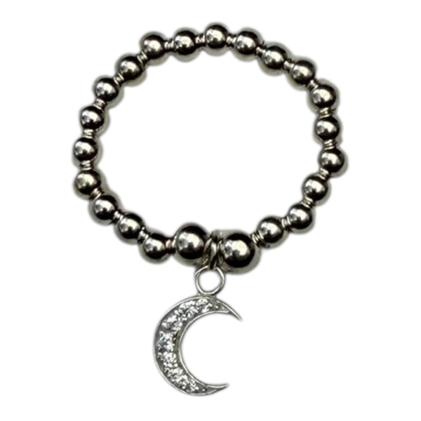 Sterling Silver CZ Moon Ring