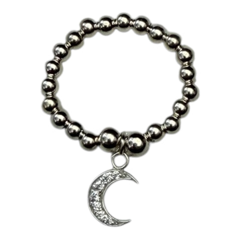 Sterling Silver CZ Moon Ring
