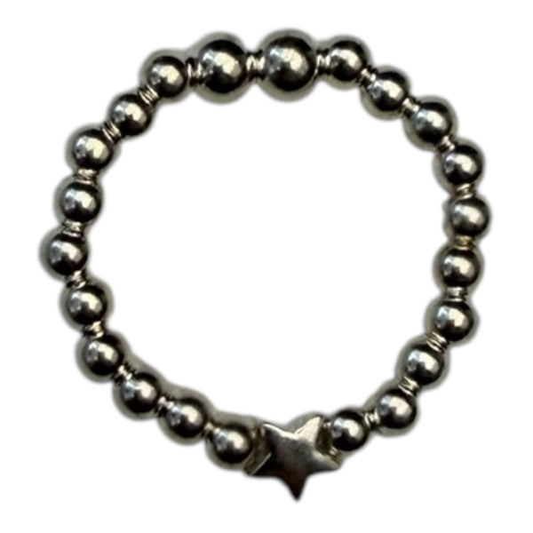 Sterling Silver Star Bead Ring
