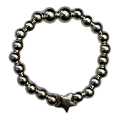 Sterling Silver Star Bead Ring
