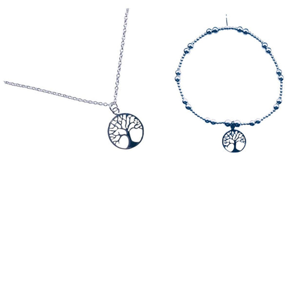 Tree of Life Bracelet & Necklace Set - Sterling Silver
