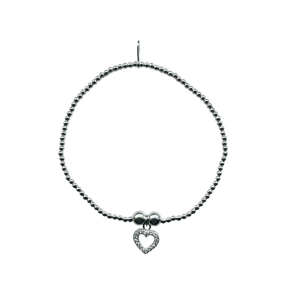 Sterling Silver CZ Heart Bracelet