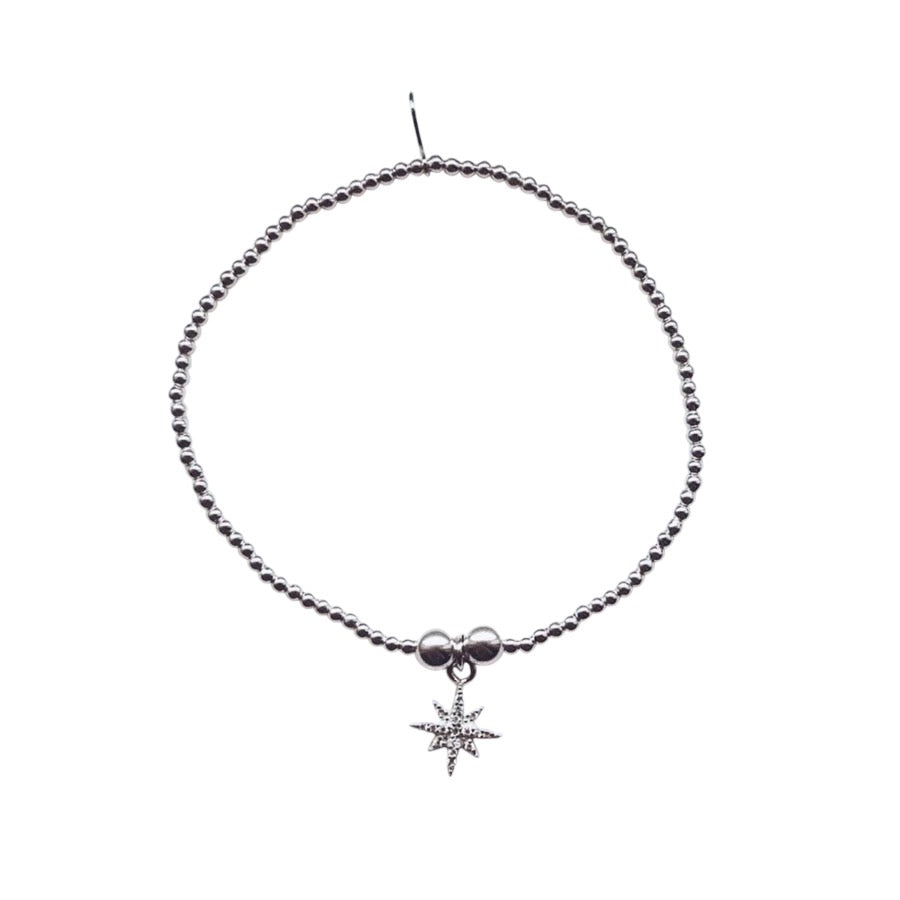 Sterling Silver CZ North Star Bracelet