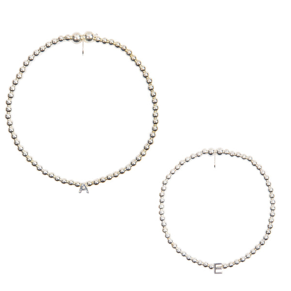 Initial Bead Bracelet Adult & Child - Sterling Silver