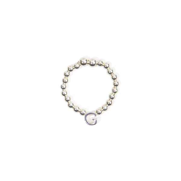 Initial Bead Ring - Sterling Silver