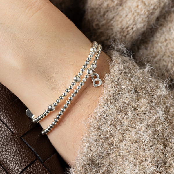 Mixed Bead Stacker Bracelet - Sterling Silver