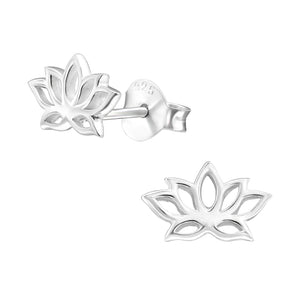 Sterling Silver Lotus Stud Earrings