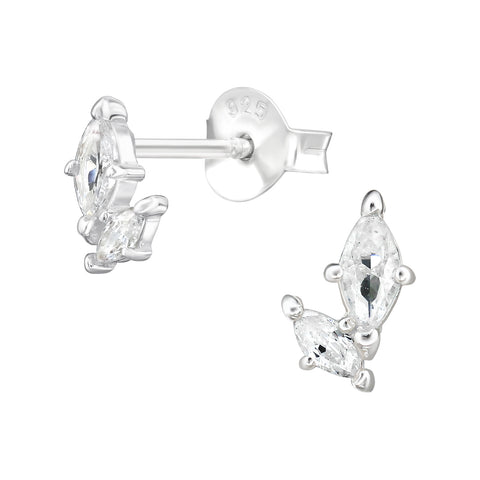 Sterling Silver Marquise Stud Earrings