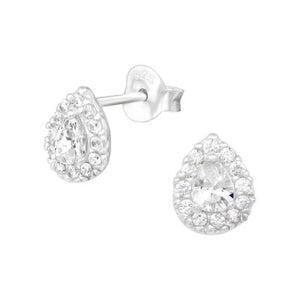 Sterling Silver Pear Stud Earrings