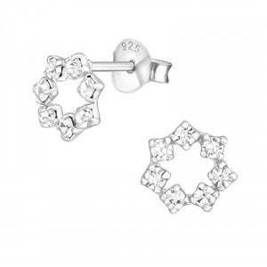Sterling Silver Polygon Sparkle Stud Earrings