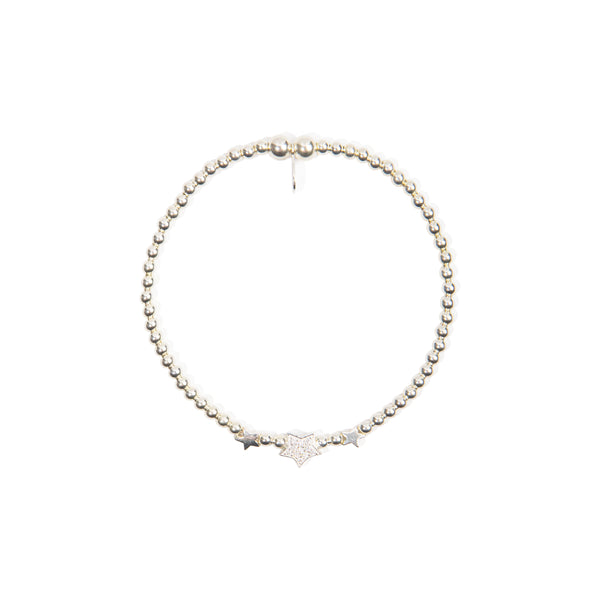 Triple Star Bead Bracelet - Sterling Silver