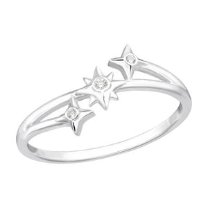 Sterling Silver Triple North Star Ring