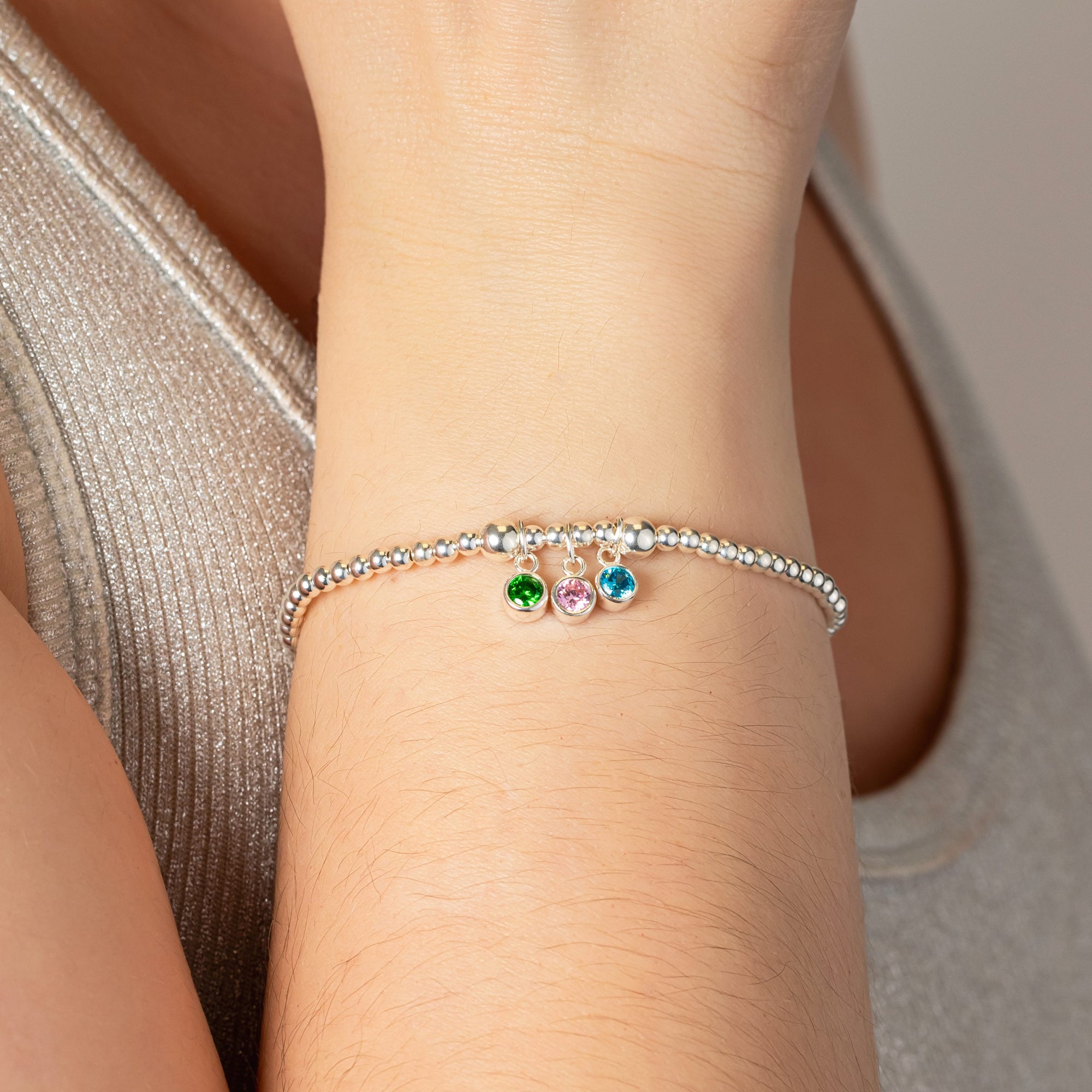 Birthstone Bracelet (Multiple Months) - Sterling Silver bracelet With Love Beckie