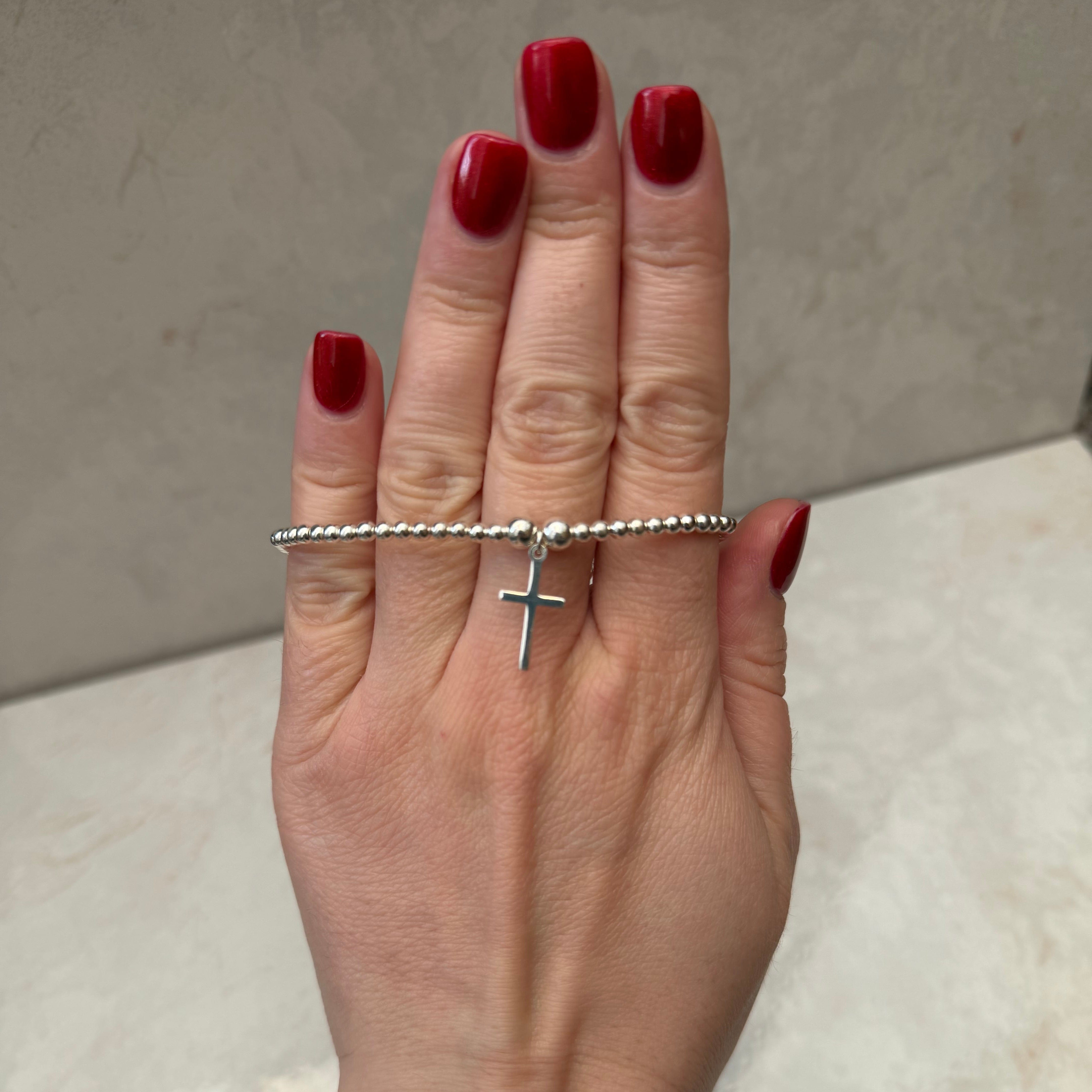 Cross Bracelet - Sterling Silver bracelet With Love Beckie