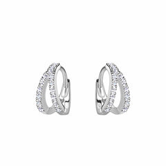 Double Line Cubic Zirconia Huggie Earrings - Sterling Silver Earrings With Love Beckie