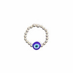 Evil Eye Blue Bead Ring - Sterling Silver Ring With Love Beckie